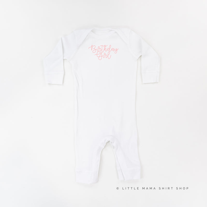 BIRTHDAY GIRL - NEW CURSIVE - One Piece Infant Sleeper