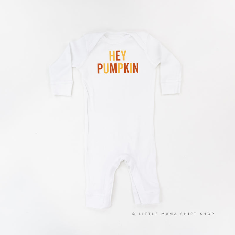 HEY PUMPKIN - BLOCK FONT - One Piece Baby Sleeper