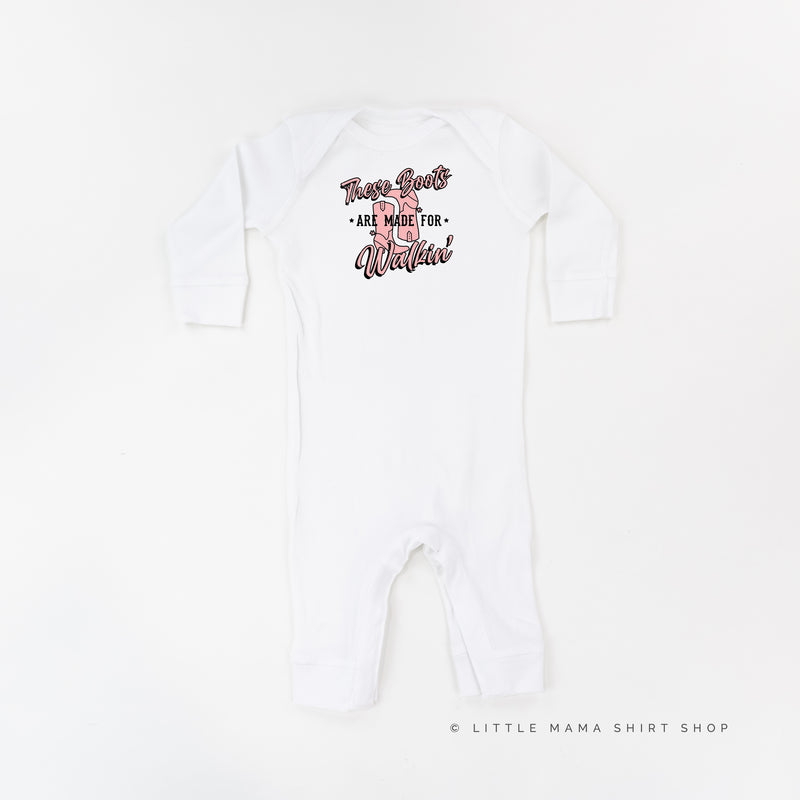 These Boots are Made for Walkin' - Distressed Design - One Piece Baby Sleeper