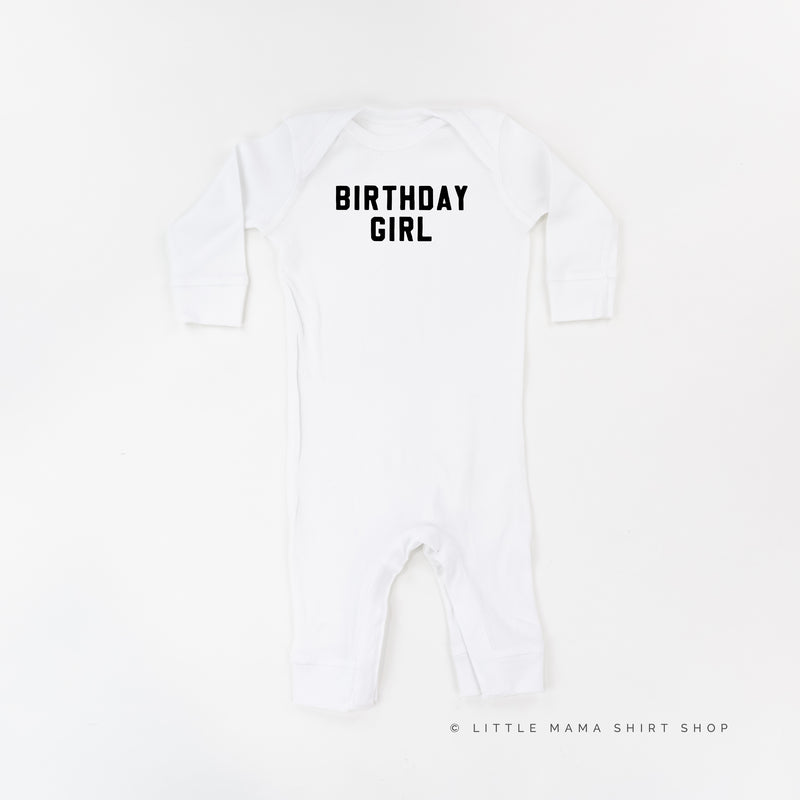 BIRTHDAY GIRL - BLOCK FONT - One Piece Infant Sleeper