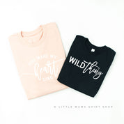 Wild Thing - You Make My Heart Sing | Blush w/ White Adult - Black w/ White Child | Set of 2 Shirts Little Mama Shirt Shop