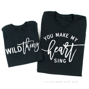 Wild Thing - You Make My Heart Sing | Set of 2 Black Shirts Little Mama Shirt Shop