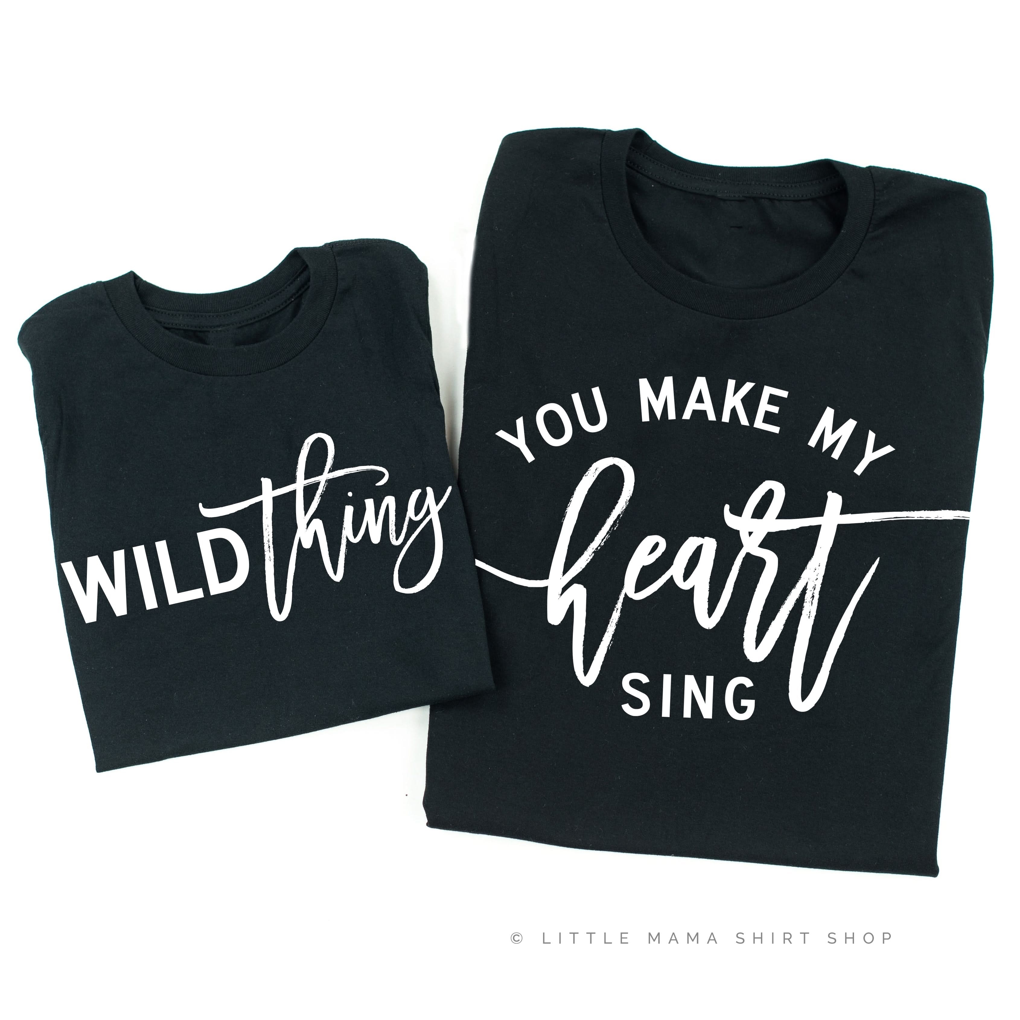 Wild Thing - You Make My Heart Sing | Set of 2 Black Shirts Little Mama Shirt Shop
