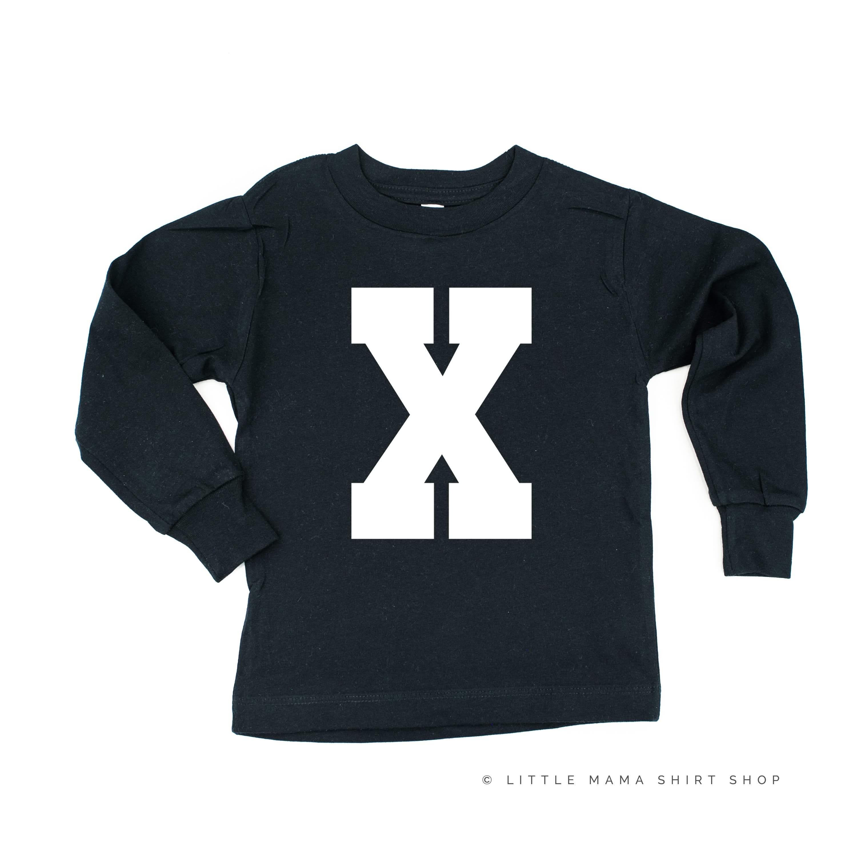 VARSITY INITIALS - Long Sleeve Child Shirt Little Mama Shirt Shop