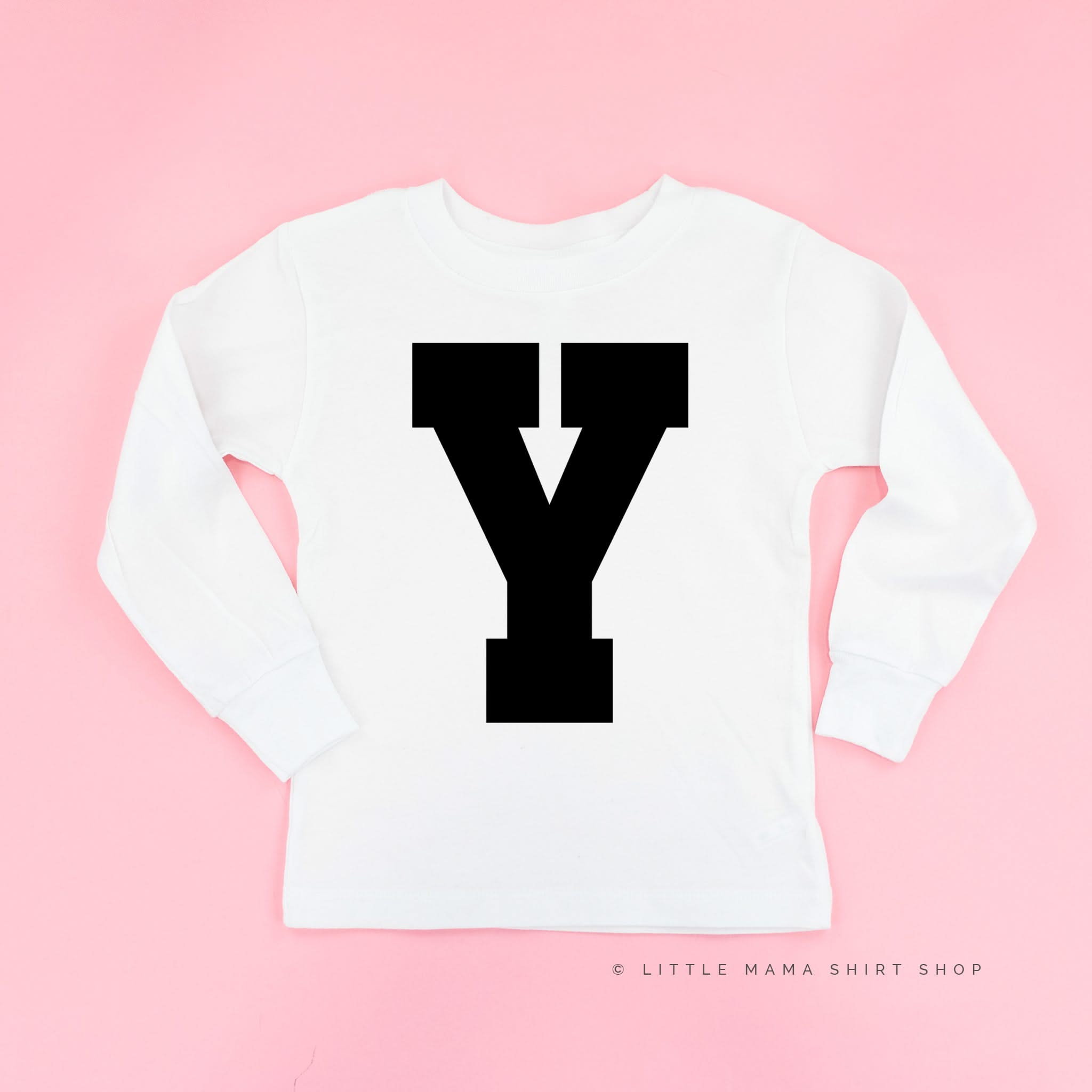 VARSITY INITIALS - Long Sleeve Child Shirt Little Mama Shirt Shop