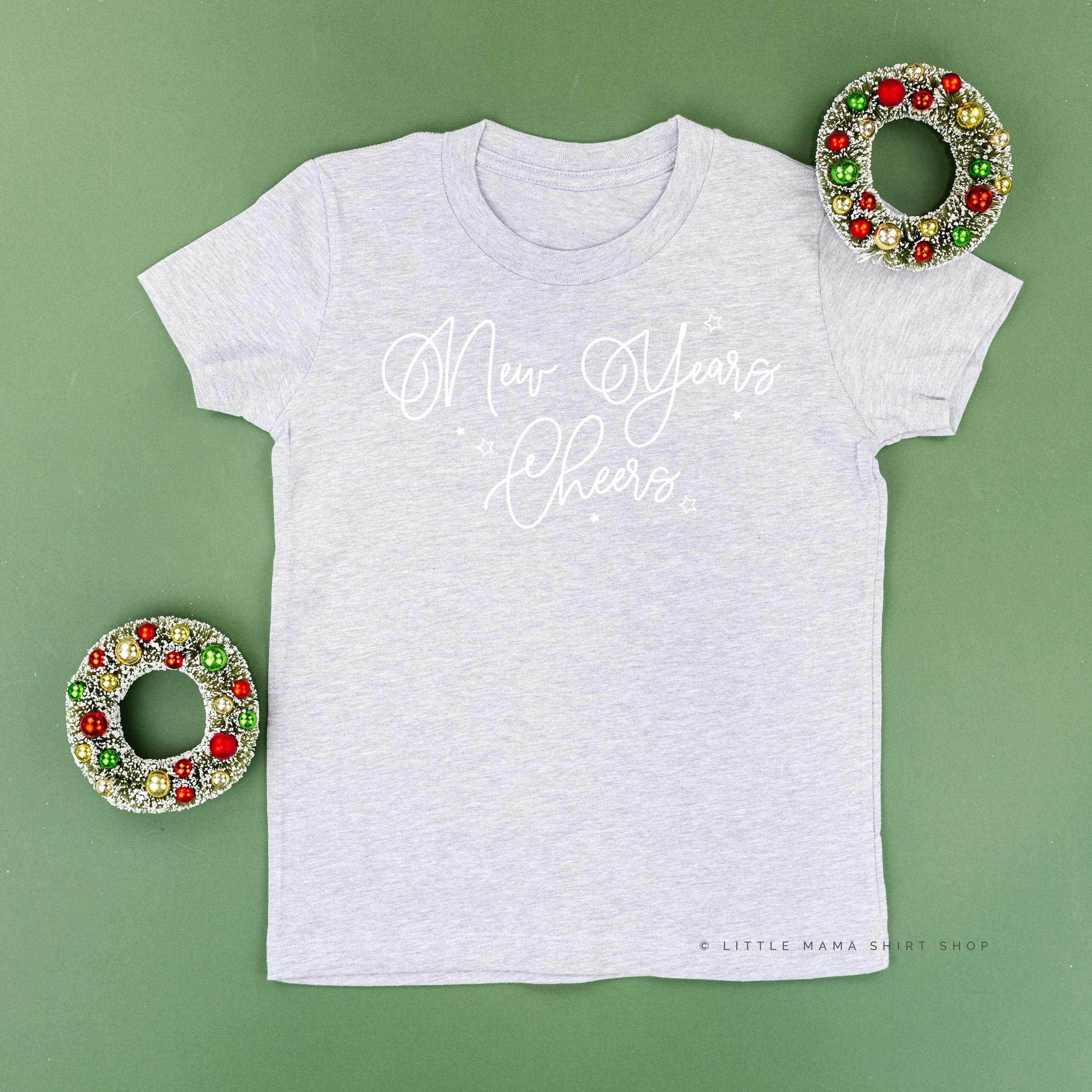 New Years Cheers - Stars/Script - Child Tee Little Mama Shirt Shop