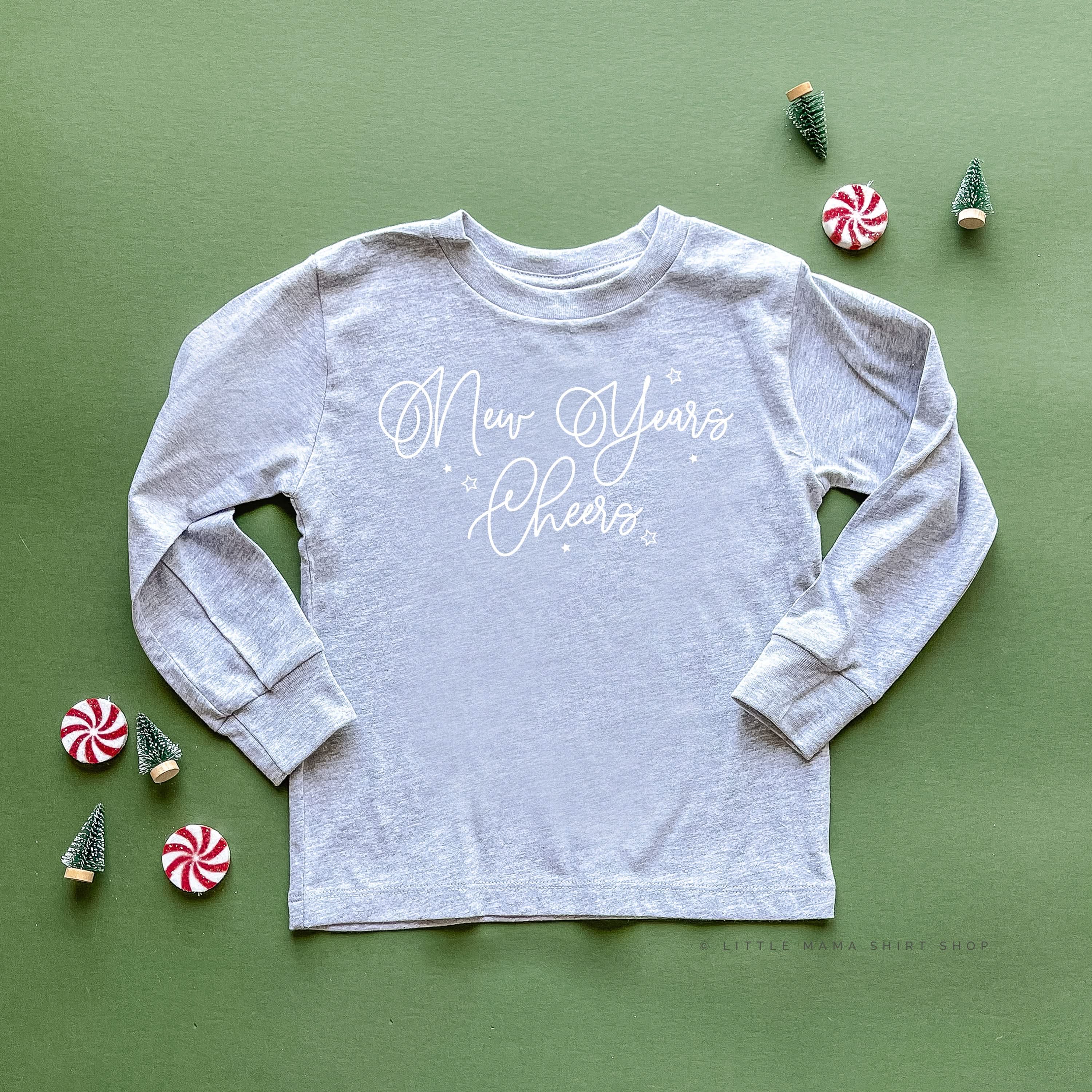 New Years Cheers - Stars/Script - Child LONG SLEEVE Tee Little Mama Shirt Shop