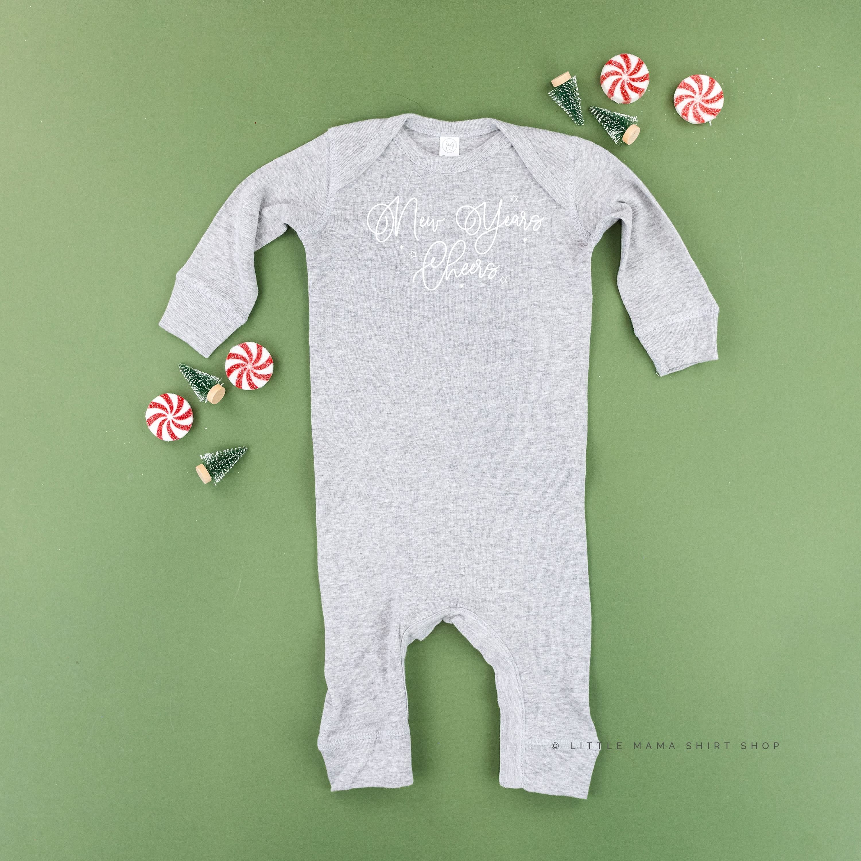 New Years Cheers - Stars/Script - Baby Sleeper Little Mama Shirt Shop