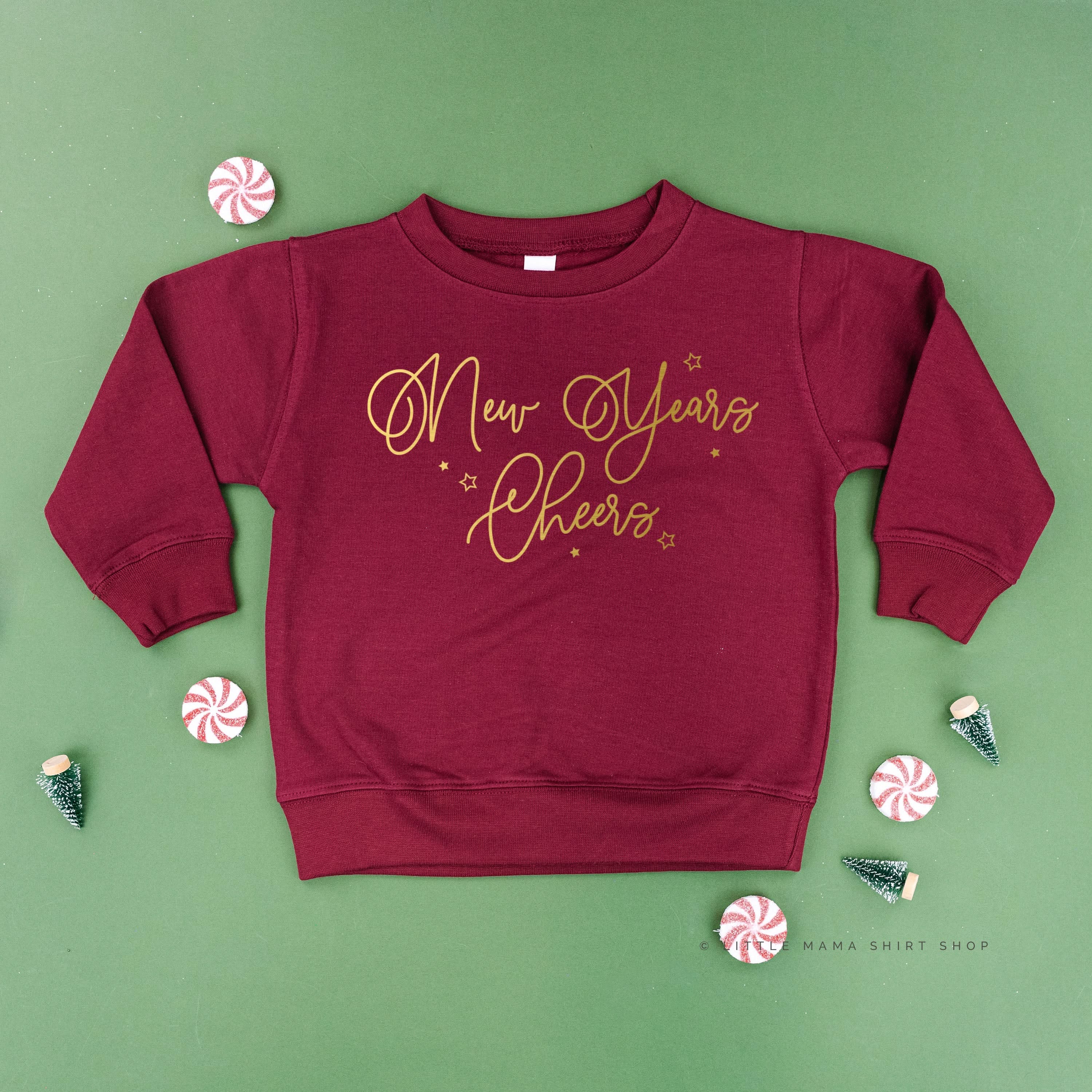 New Years Cheers - Stars/Script - Child Sweater Little Mama Shirt Shop