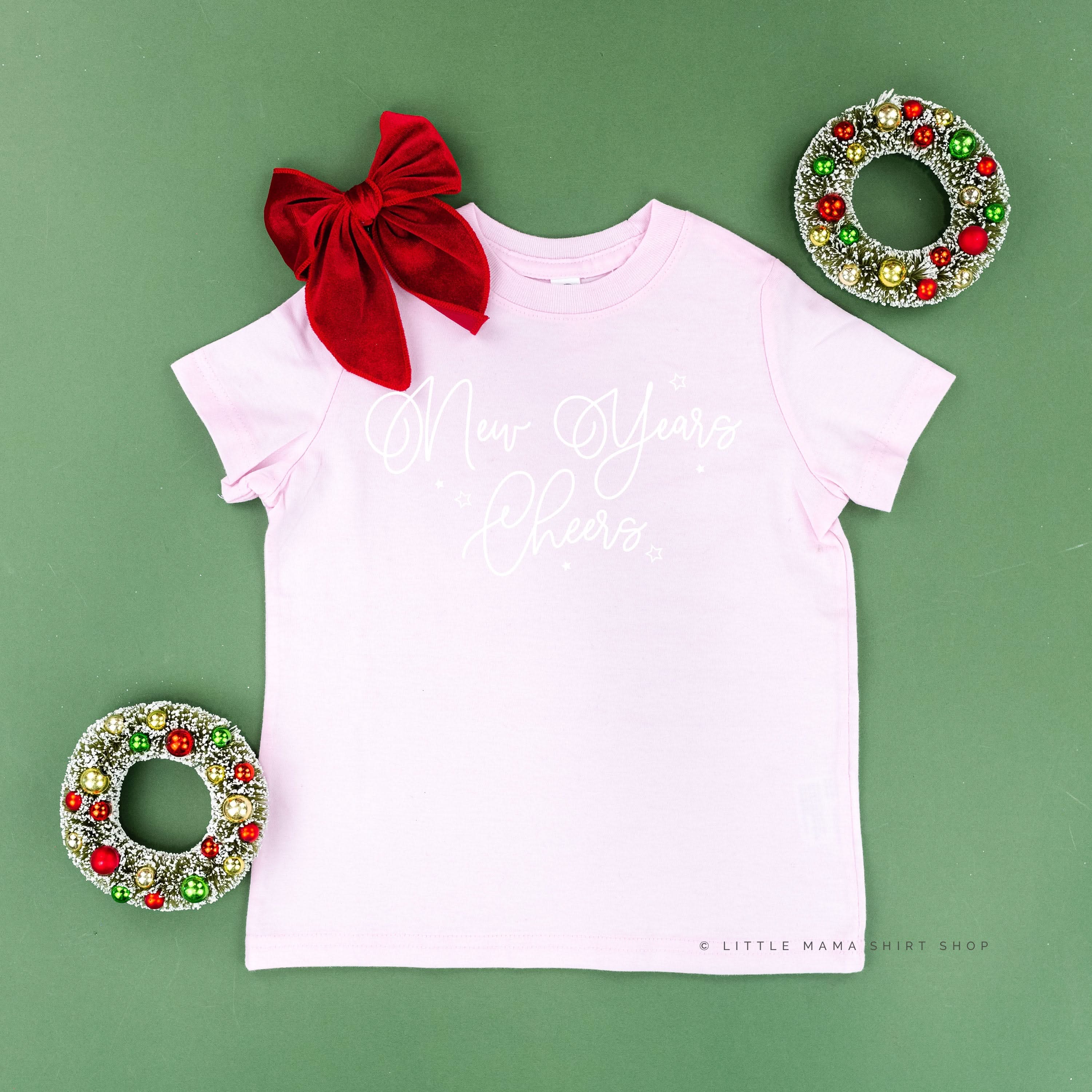 New Years Cheers - Stars/Script - Child Tee Little Mama Shirt Shop