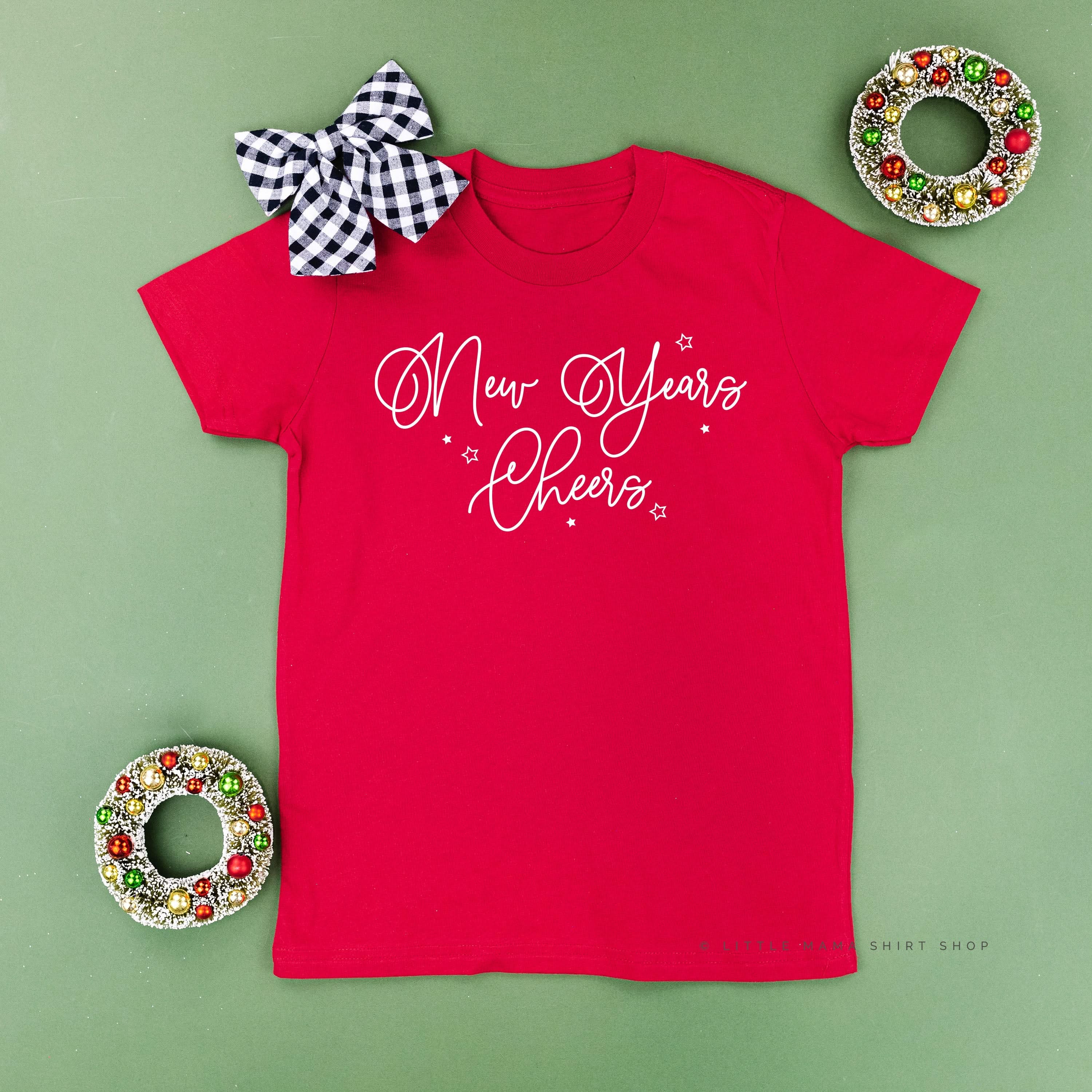 New Years Cheers - Stars/Script - Child Tee Little Mama Shirt Shop
