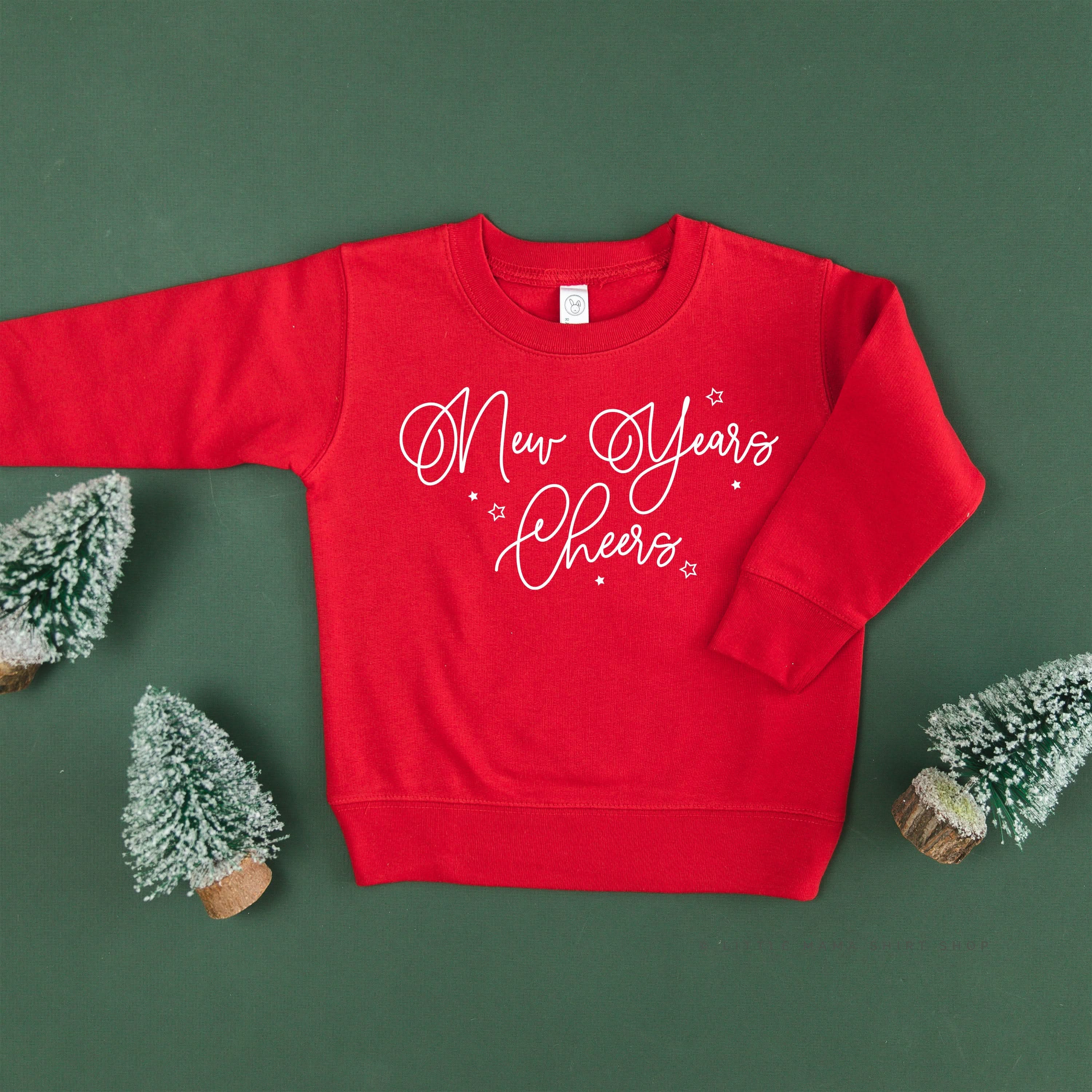 New Years Cheers - Stars/Script - Child Sweater Little Mama Shirt Shop