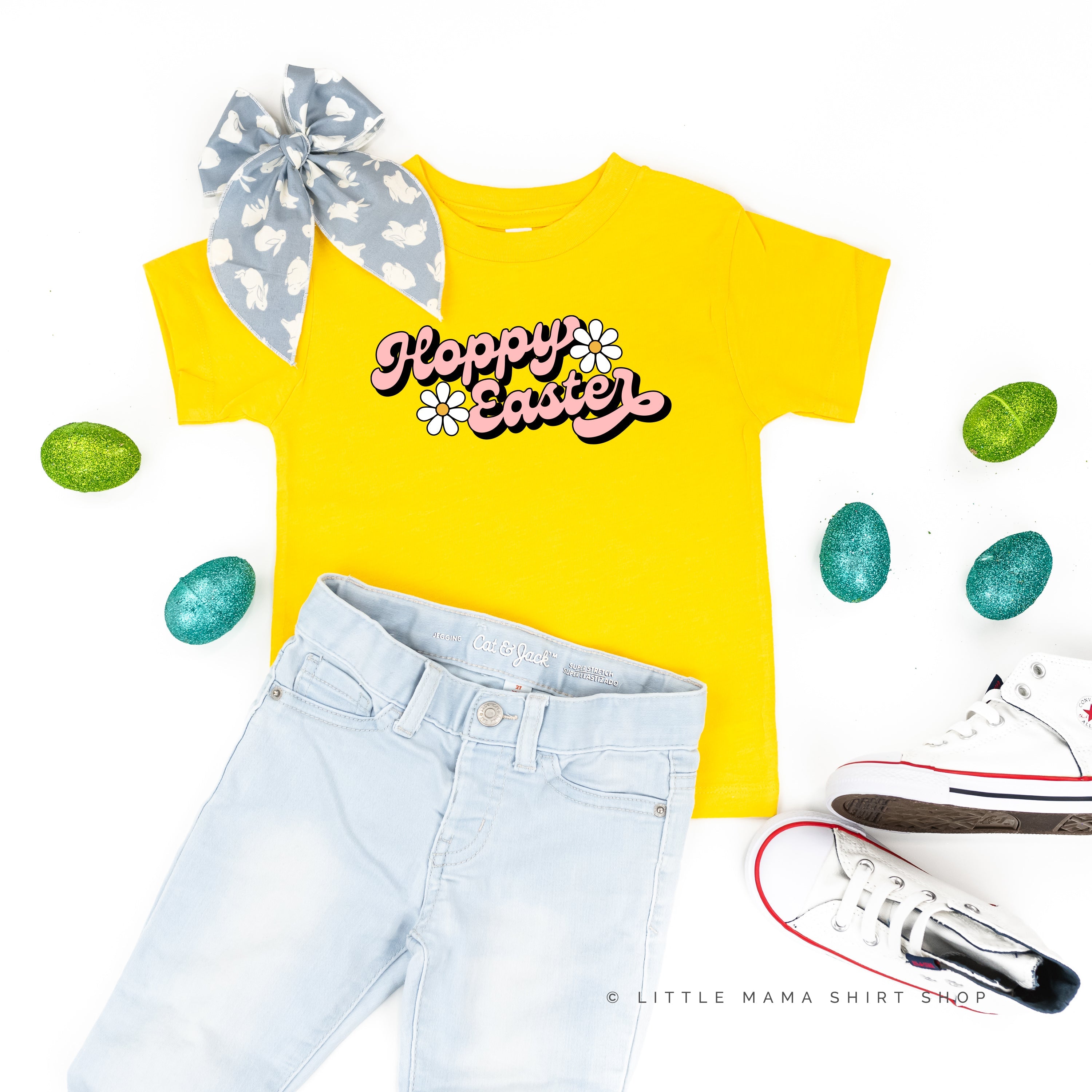 Hoppy Easter - Daisies - Child Tee Little Mama Shirt Shop