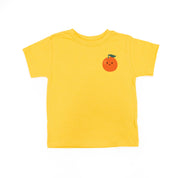Pocket Fruit (Front) w/ Group of Smiley Fruit (Back) - Short Sleeve Child Tee Little Mama Shirt Shop