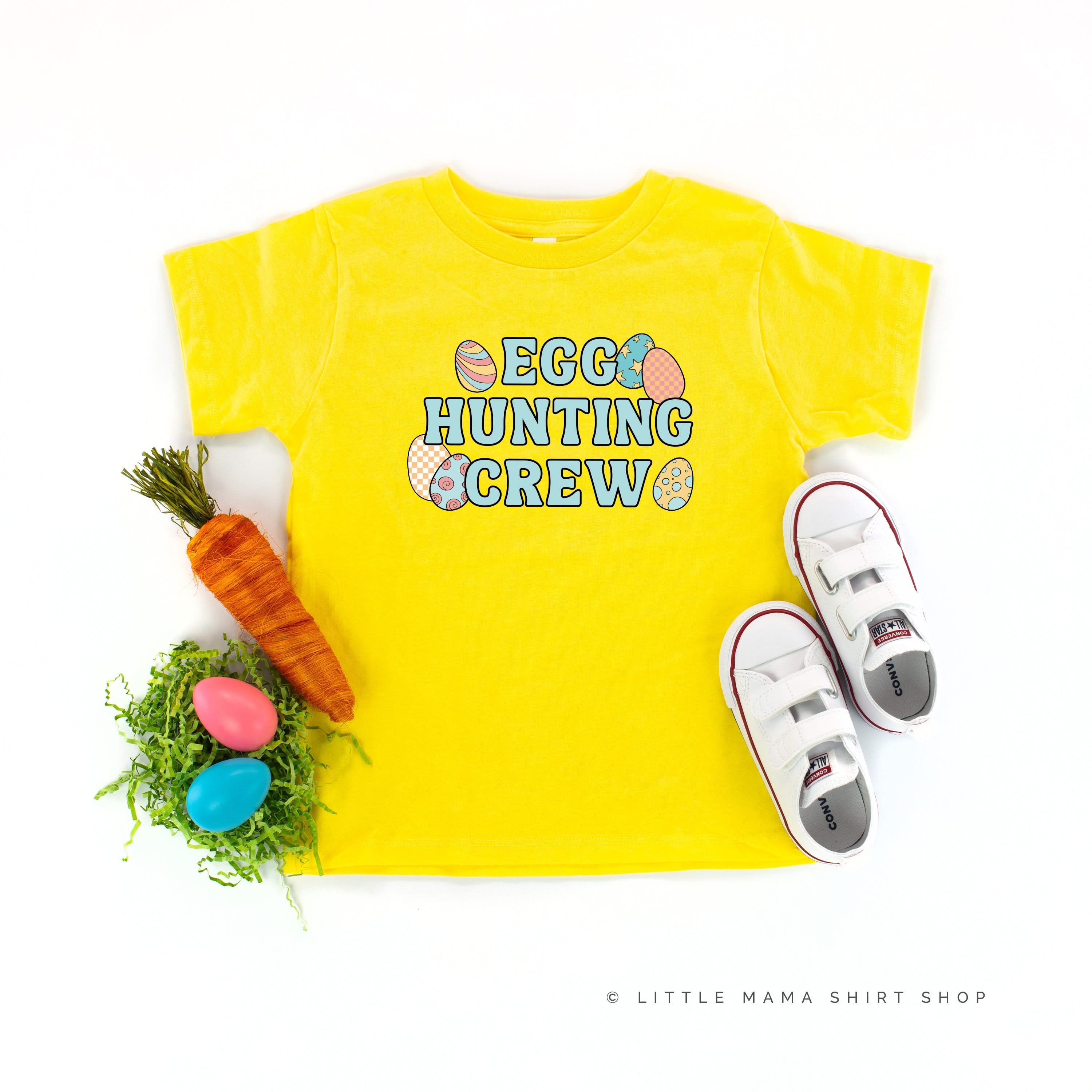 Egg Hunting Crew - Groovy w/ Eggs - Child Tee Little Mama Shirt Shop