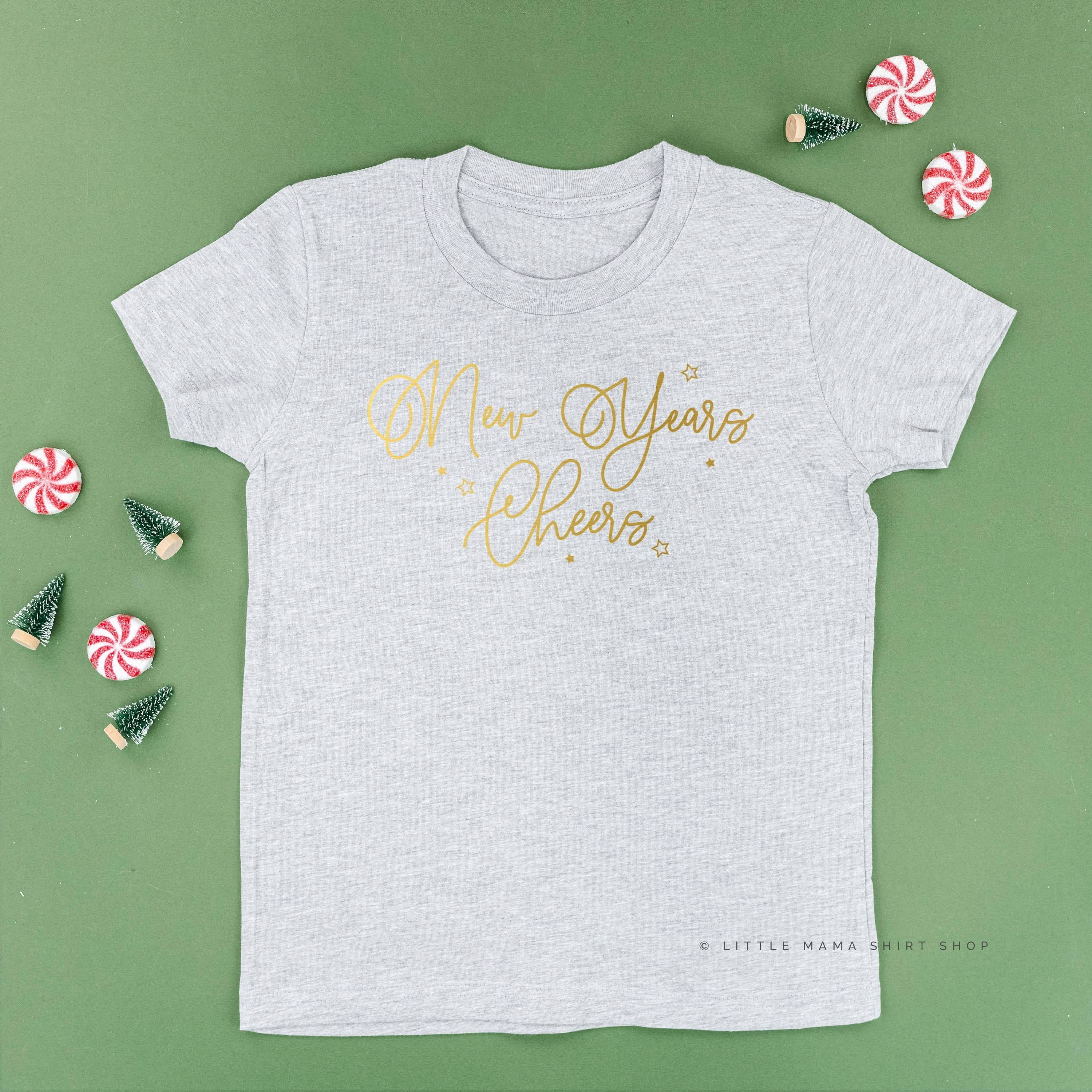 New Years Cheers - Stars/Script - Child Tee Little Mama Shirt Shop