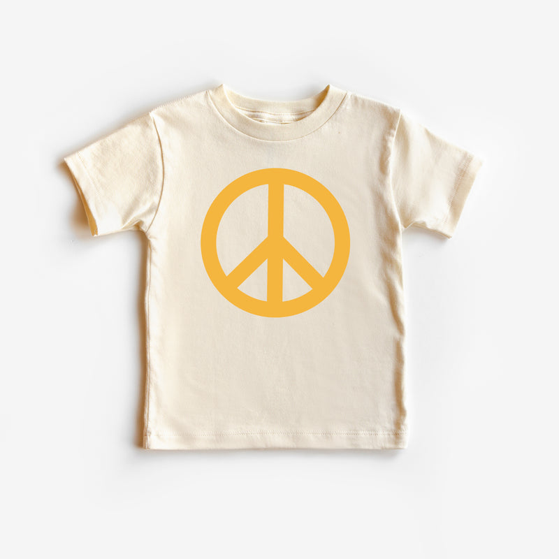 Peace Sign - Full Size Design on Front (Yellow) - Short Sleeve Child Shirt