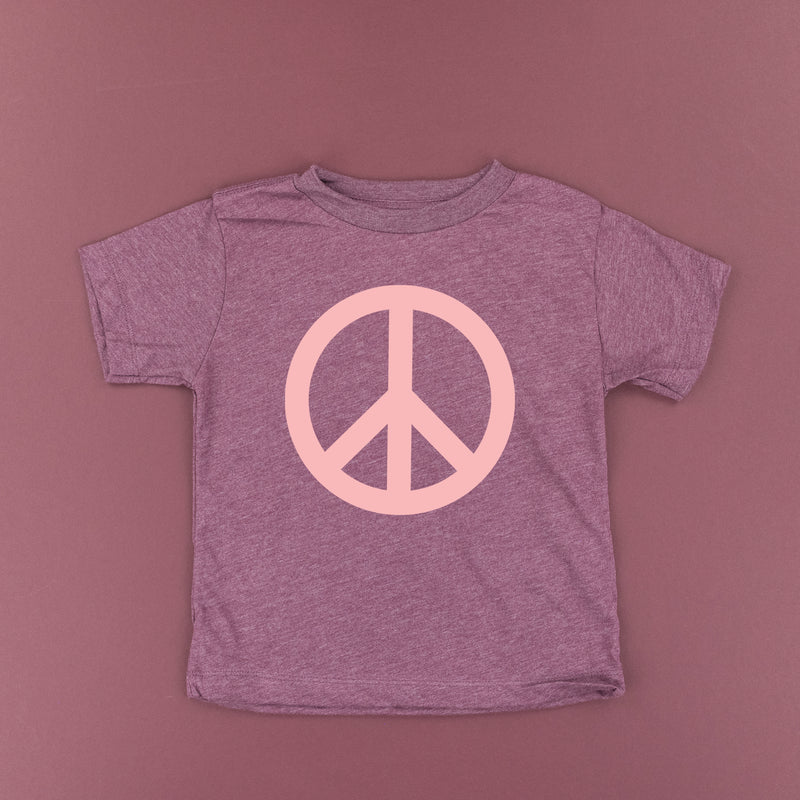 Peace Sign - Full Size Design on Front (Pink) - Short Sleeve Child Shirt