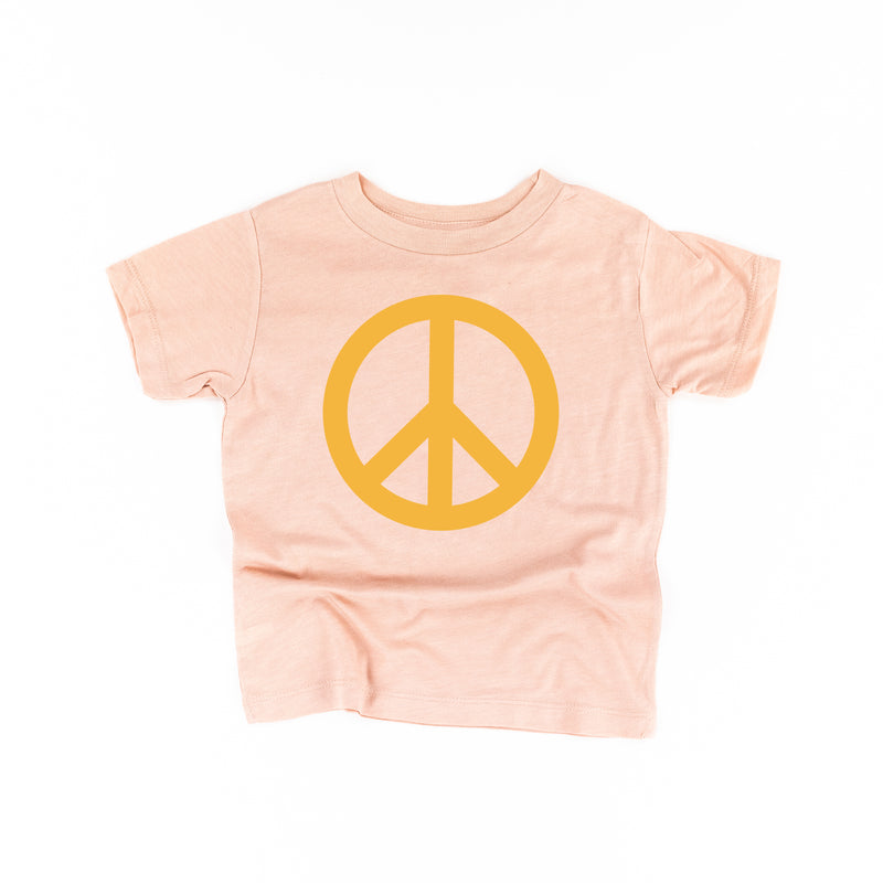 Peace Sign - Full Size Design on Front (Yellow) - Short Sleeve Child Shirt