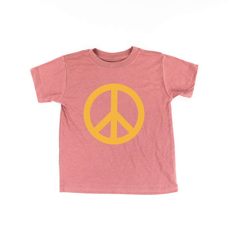 Peace Sign - Full Size Design on Front (Yellow) - Short Sleeve Child Shirt