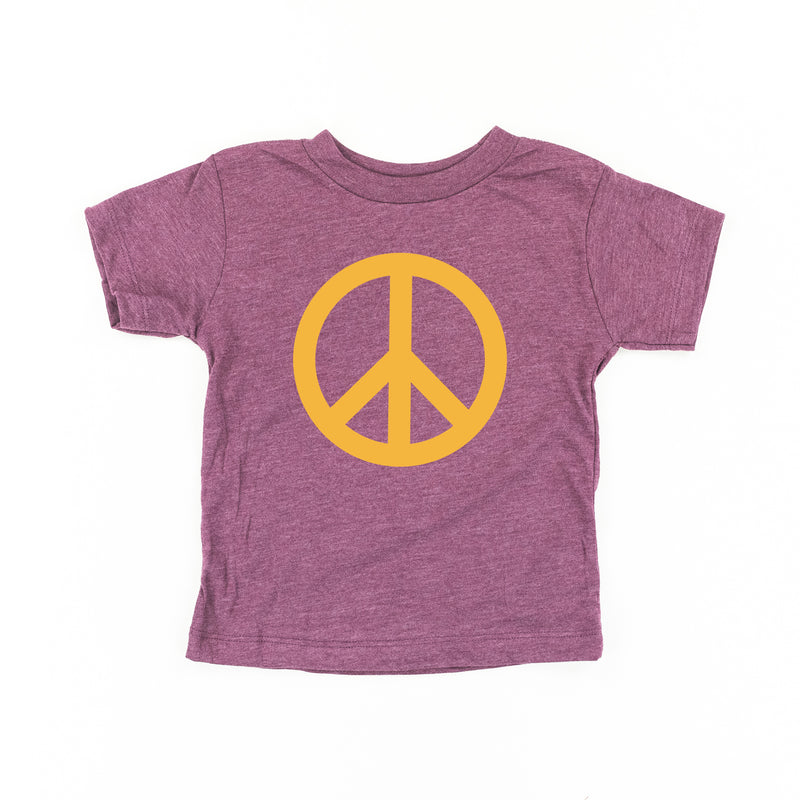 Peace Sign - Full Size Design on Front (Yellow) - Short Sleeve Child Shirt