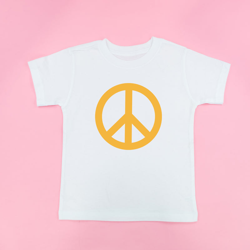 Peace Sign - Full Size Design on Front (Yellow) - Short Sleeve Child Shirt